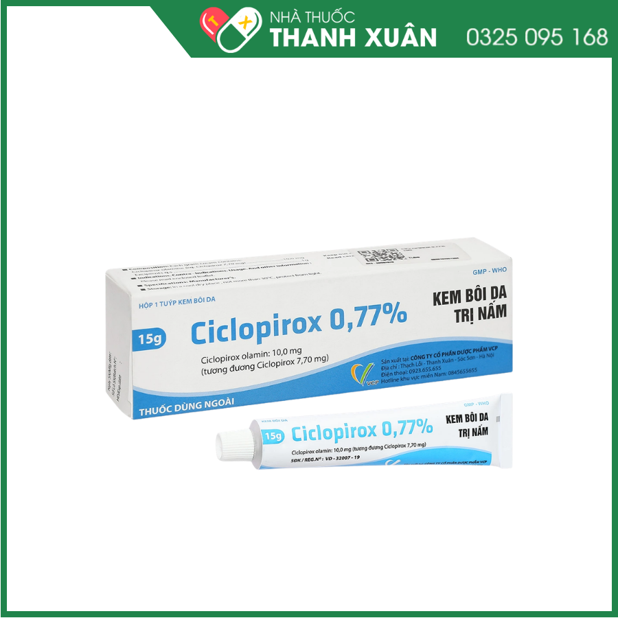 Kem bôi da Ciclopirox 0,77% điều trị các bệnh nấm da
